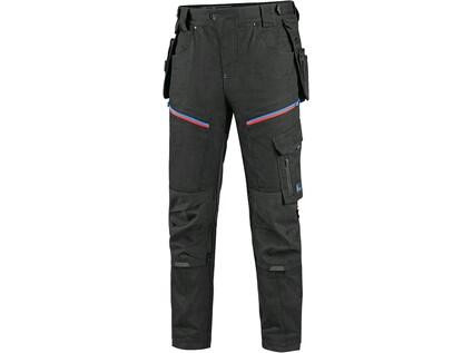 Kalhoty CXS LEONIS, pánské, černé s modro/červenými doplňky