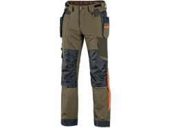 Kalhoty CXS NAOS p�nsk�, khaki-olive, HV oran�ov� dopl�ky